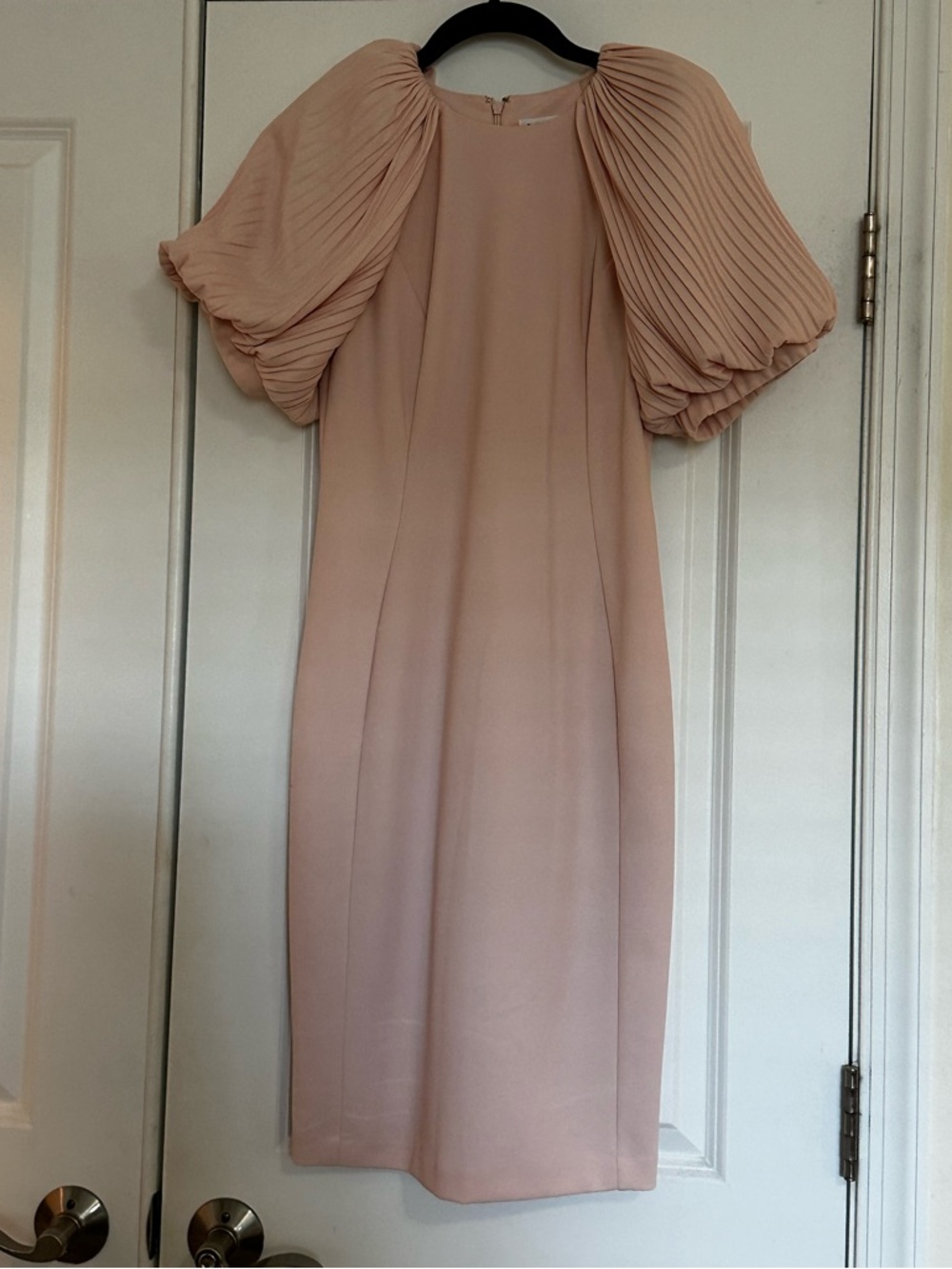 Calvin Klein Pleated Puff-Sleeve Midi Dress